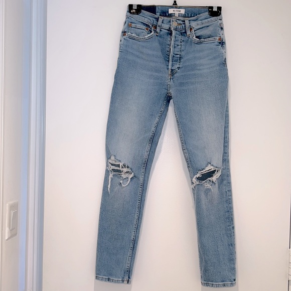 RE/DONE- 90’s High Rise Ankle Crop, button-fly, like new, hardly worn, size 25 - Picture 1 of 6